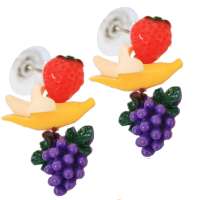 Tutti Frutti Ohrstecker mit Früchten - Banane, Weintrauben, Erdbeere
