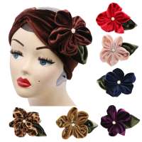 Brown velvet ear warmers with flower of your choice