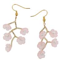 Pink earrings with filigree lucite flowers