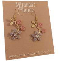 Purple enamel flower with rhinestones - Earrings