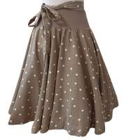 Circle skirt in brown with white polka dots - one size