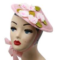 Pink cone hat with light pink flowers