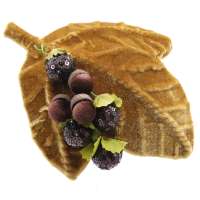 Gold fascinator: velvet leaf with acorns and glitter