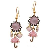 Enamel earrings with pink umbrella