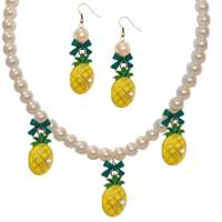 Set: Pineapple with bow - earrings & necklace
