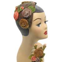 Autumnal Half hat with velvet roses - true vintage look (also in set)