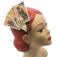 Mini Fascinator mit Tarot Karten & Skelett