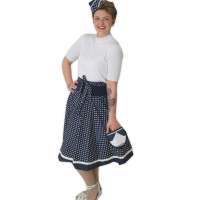 Maritime circle skirt with blue white dots and application - one size