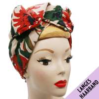 Turban hairband with red flowers