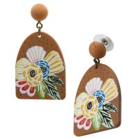 Stud earrings: acrylic pendant with flowers