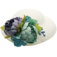 Light big hat with petrol blue peony flowers to change
