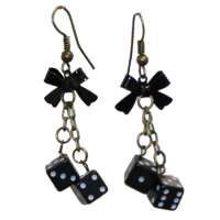 Earrings with small black dices