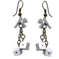 Rockabilly style white dices earrings